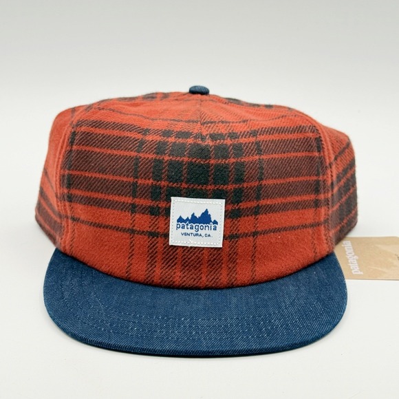Patagonia Other - Patagonia Range Flat Brim Snapback Cap‎ Cascade Red Flannel Hat NWT